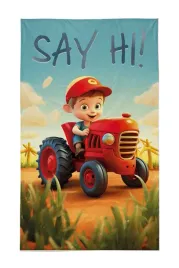 reczniczek-do-przedszkola-30x50-traktorek-czerwony-kolorowy-dzieciecy