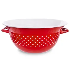 miska-emaliowana-retro-czerwona-w-grochy-26-cm