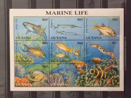 znaczki-fauna-ryby-guyana-czysty-r