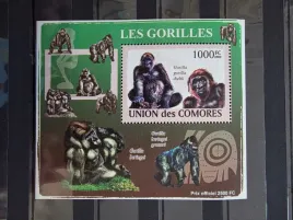 znaczki-fauna-zwierzeta-goryle-komory-czysty-zn41