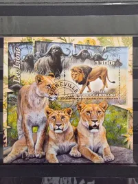 znaczki-fauna-koty-lwy-gabon-kasowany-zn22