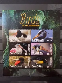 znaczki-fauna-ptaki-ibisy-sokoly-fregaty-canouan-czysty-d