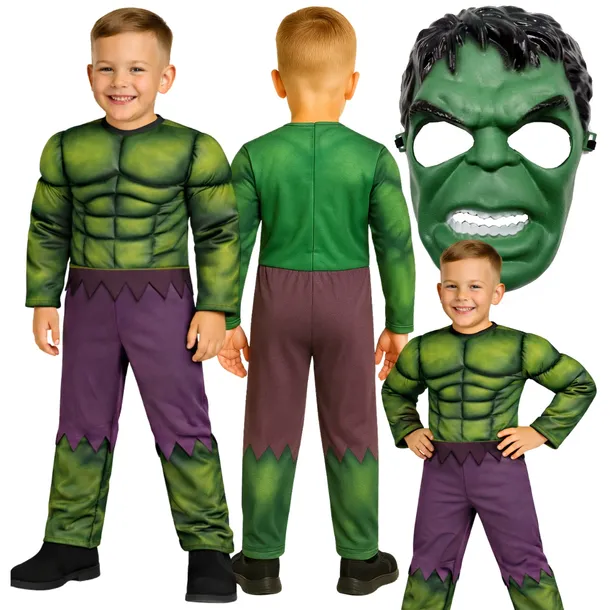  STRÓJ KOSTIUM HULK PRZEBRANIE HULKA DLA CHŁOPCA + MASKA 122/128