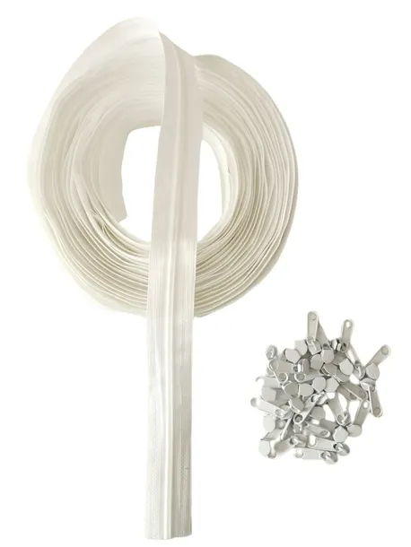 Taśma suwakowa BIAŁA 3mm zamek 10m+32 suwaki metal