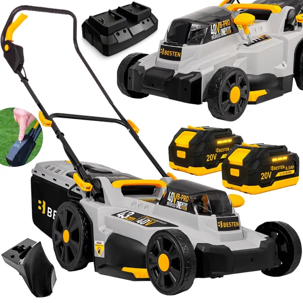 KOSIARKA AKUMULATOROWA BEZSZCZOTKOWA 43CM DO TRAWY 2X AKU 12AH MOCNA BESTEN