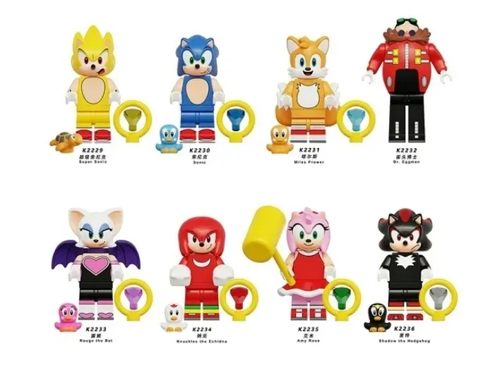 KLOCKI FIGURKA FIGURKI ZESTAW 8 szt. TEAM SONIC SHADOW JEŻ