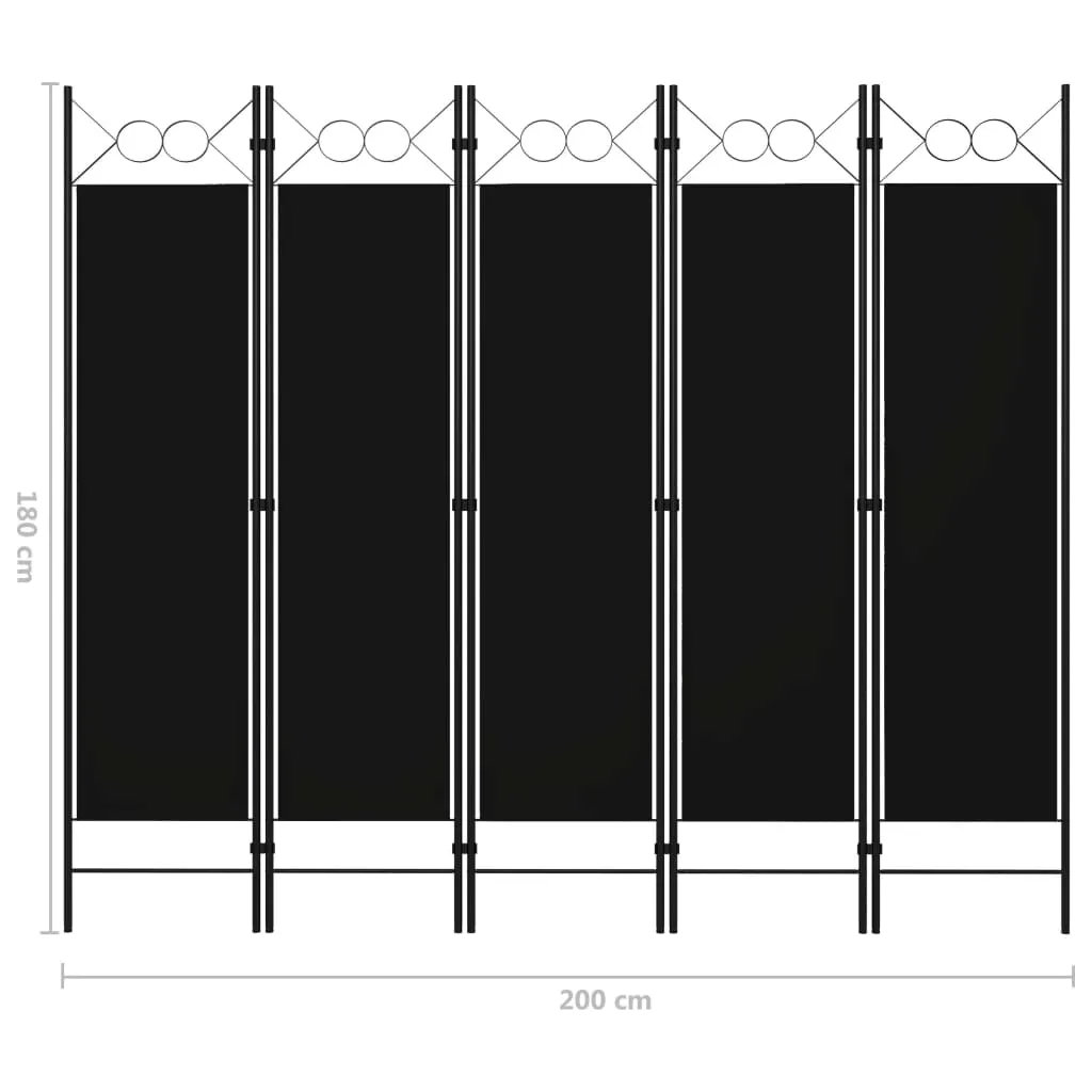 parawan-5-panelowy-czarny-200-x-180-cm