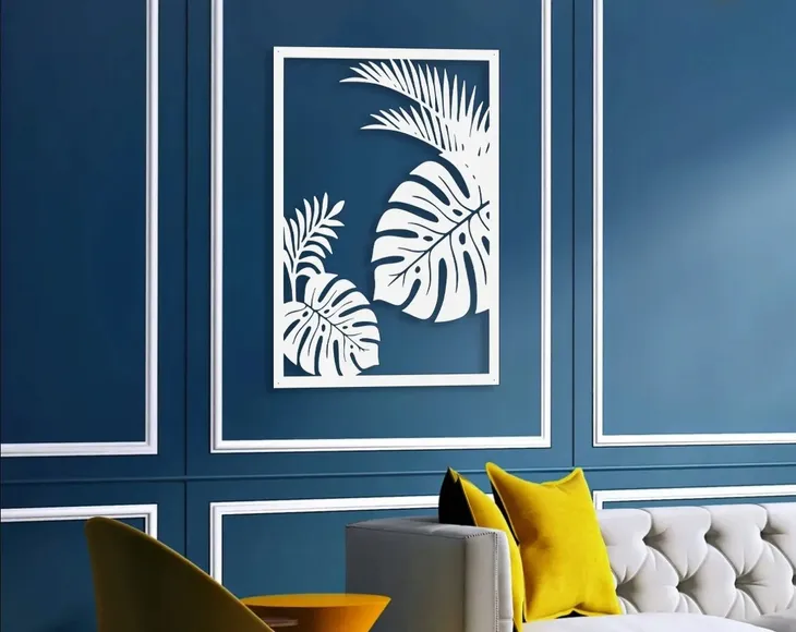 obraz-azurowy-dekoracja-scienna-liscie-panel-3d-material-wykonania-inny