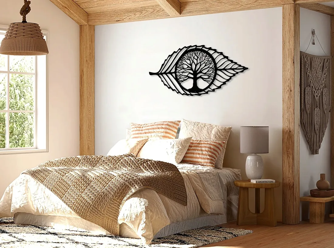 obraz-azurowy-dekoracja-scienna-panel-lisc-3d