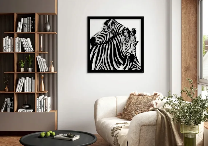 obraz-azurowy-dekoracja-scienna-panel-zebra-3d-format-kwadratowy