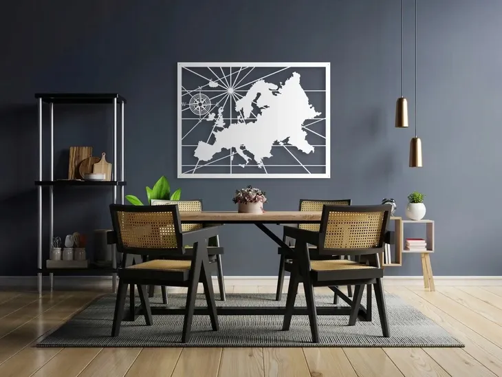 obraz-panel-dekoracja-scienna-mapa-europy-3d-kolor-ramy-czern