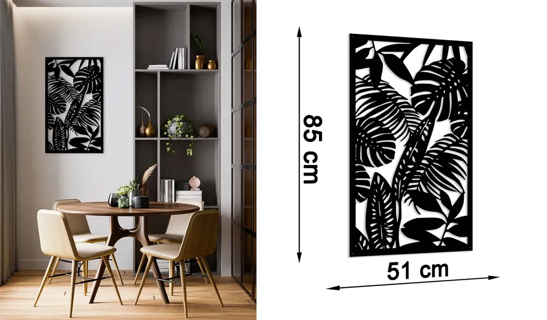 obraz-azurowy-dekoracja-scienna-panel-liscie-3d