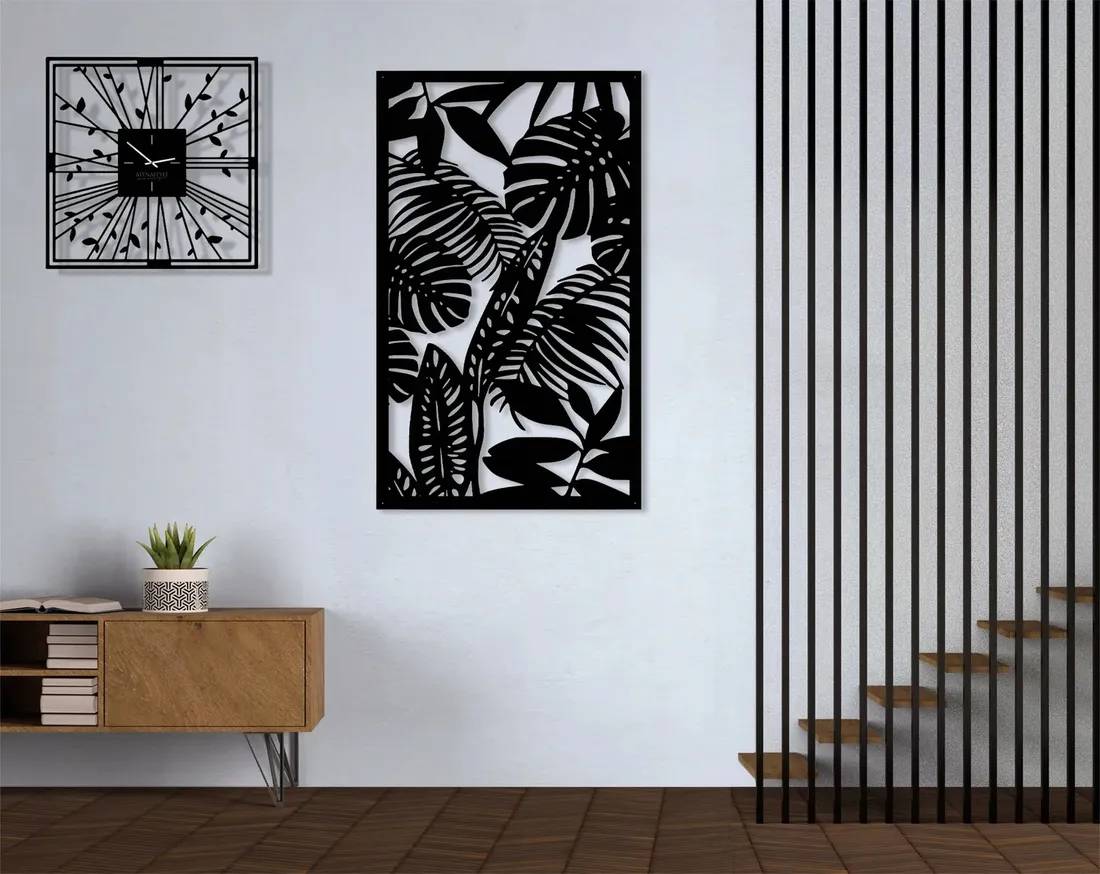 obraz-azurowy-dekoracja-scienna-panel-liscie-3d