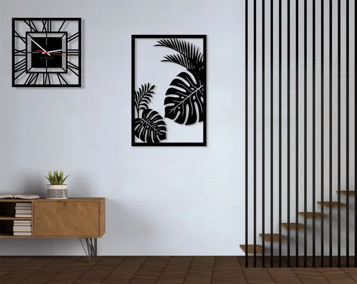 obraz-azurowy-dekoracja-scienna-liscie-panel-3d-wysokosc-produktu-63-cm