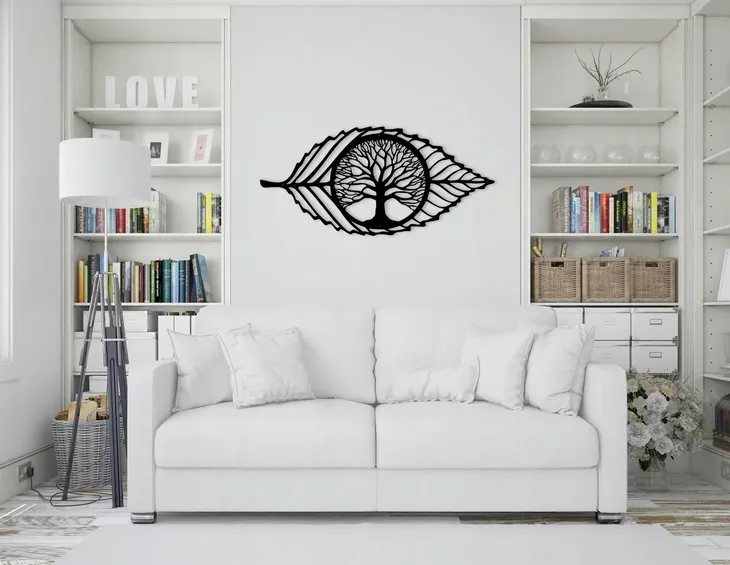 obraz-azurowy-dekoracja-scienna-panel-lisc-3d-wysokosc-produktu-40-cm