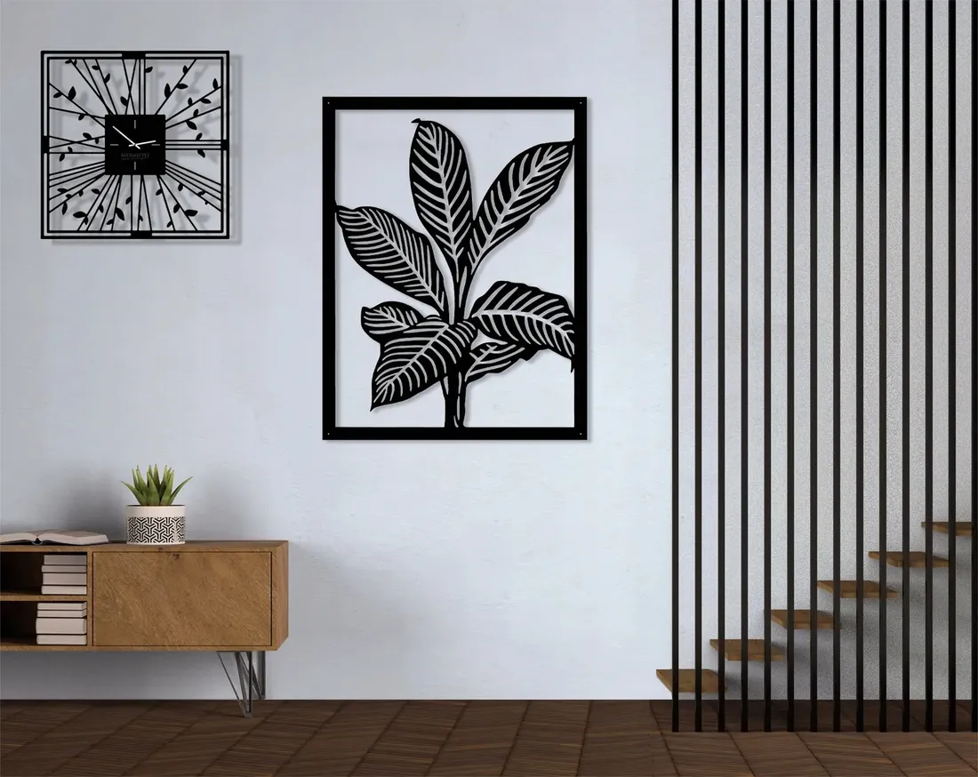 obraz-azurowy-dekoracja-scienna-panel-liscie-3d