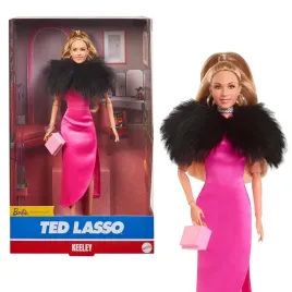 barbie-lalka-keeley-jones-ted-lasso-rozowa-sukienka