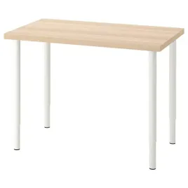 ikea-linnmon-olov-biurko-dab-bejca-bialy-100x60cm