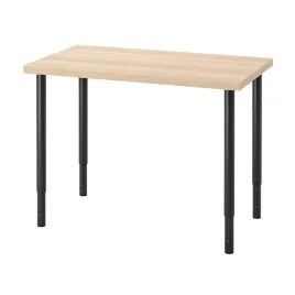 ikea-linnmon-olov-biurko-dab-bejca-czarny-100x60cm