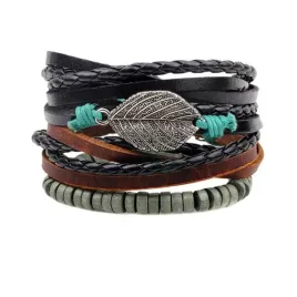 meska-bransoletka-skorzana-zestaw-lisc