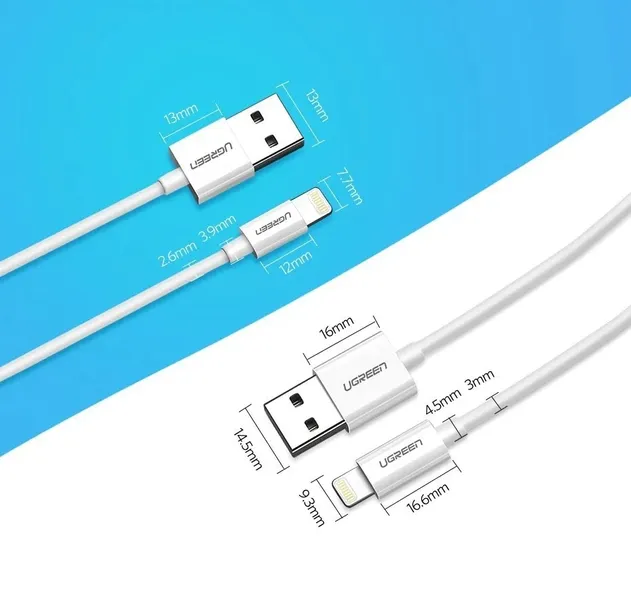 ugreen-kabel-przewod-usb-lightning-mfi-2m-24a-bialy