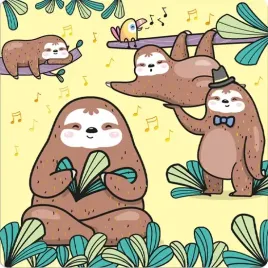 kartka-jednostronna-leniwce-na-zoltym