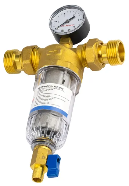 filtr-do-wody-mechaniczny-samoczyszczacy-z-manometrem-1-dn25-z-plukaniem-kolor-dominujacy-przezroczysty
