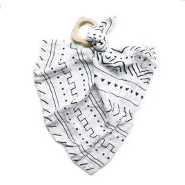 gryzak-dreniano-muslinowy-z-kocykiem-lovey-white-mudcloth-loulou-lollipop