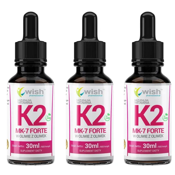 WITAMINA K2 MK7 Forte 50 ug Kości Odporność Wapń Mięśnie 2700 Kropli 90 ml