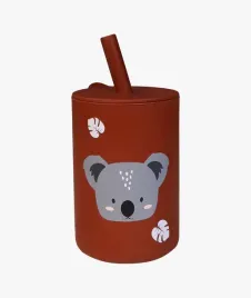 silikonowy-kubek-ze-slomka-koala-bordowy-tryco
