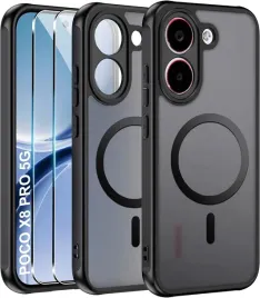 etui-do-poco-x8-pro-magnetyczne-z-magsafe-matowe-czarne-case-2x-szklo