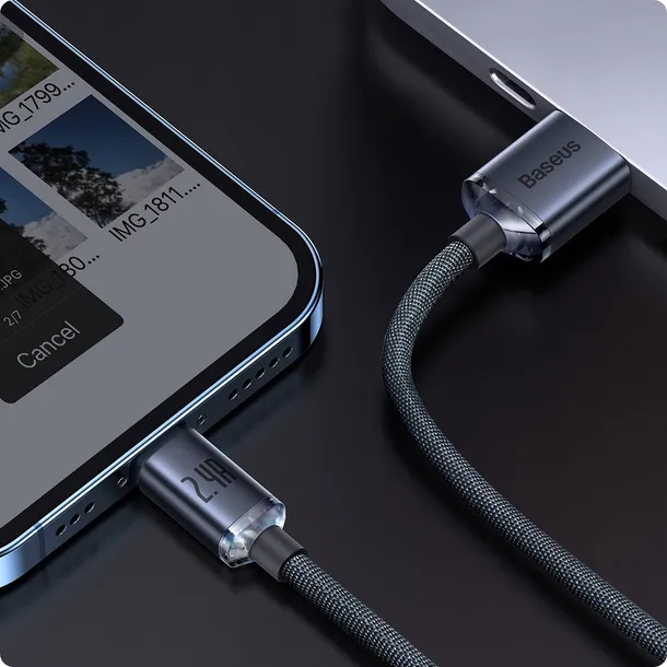 mocny-kabel-usb-do-lightning-iphone-ipad-przewod-oplot-2m-2-4a-baseus-stan-nowy-marka-baseus
