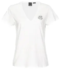 t-shirt-damski-pinko-bialy-z-logo-v-neck-xl