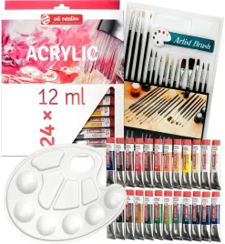 zestaw-artystyczny-farby-akrylowe-pedzle-paletka