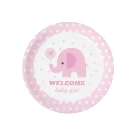 talerzyki-papierowe-rozowe-baby-shower-slonik-18cm