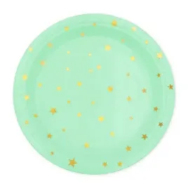 talerzyki-papierowe-zielone-zlote-gwiazdki18cm6szt