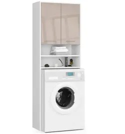 slupek-regal-lazienkowy-fin-nad-pralke-bialy-cappuccino-polysk-2-drzwi