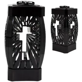 Zdjęcie produktu Znicz Glamour Kapliczka Glass Hit Krzyż Duży 3D Czarny Nowoczesny LG24