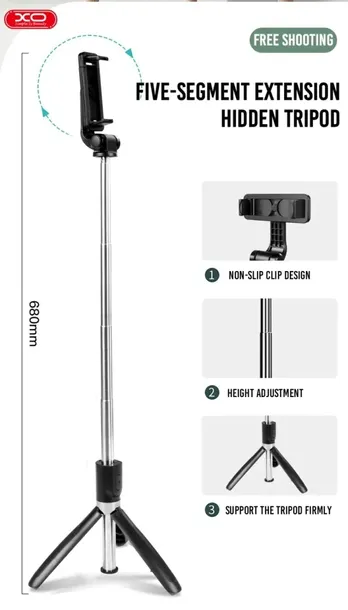 xo-selfiestick-bluetooth-tripod-ss08-czarny-kolor-czarny-stan-nowy