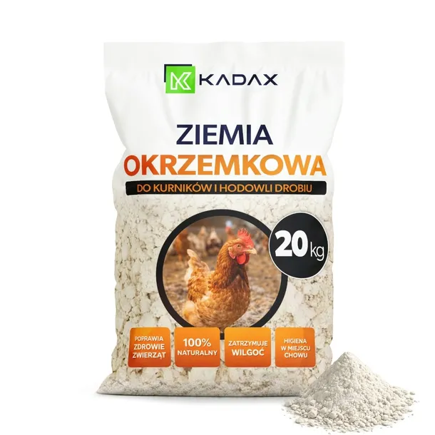 ZIEMIA OKRZEMKOWA 20 KG DIATOMIT DLA KUR NA PTASZYŃCA NATURALNA OGRODU DRÓB