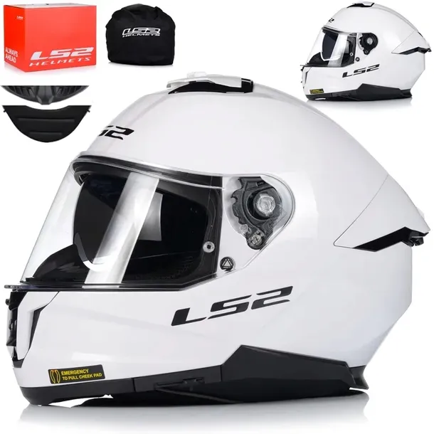 KASK MOTOCYKLOWY LS2 FF808 BIAŁY KEVLAR + BLENDA