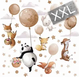 xxl-naklejki-na-sciane-dla-dzieci-zwierzatka-i-balony-bezowe