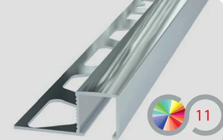 Listwa kwadratowa aluminium 10mm CHROM LUSTRZANY