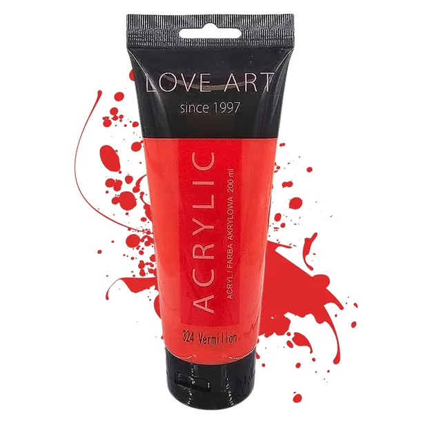 Farba akrylowa czerwona Loveart 200ml Farby akrylowe do malowania płótna