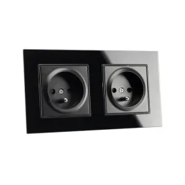 gniazdo-gniazdko-szklane-szklo-czarne-podwojne