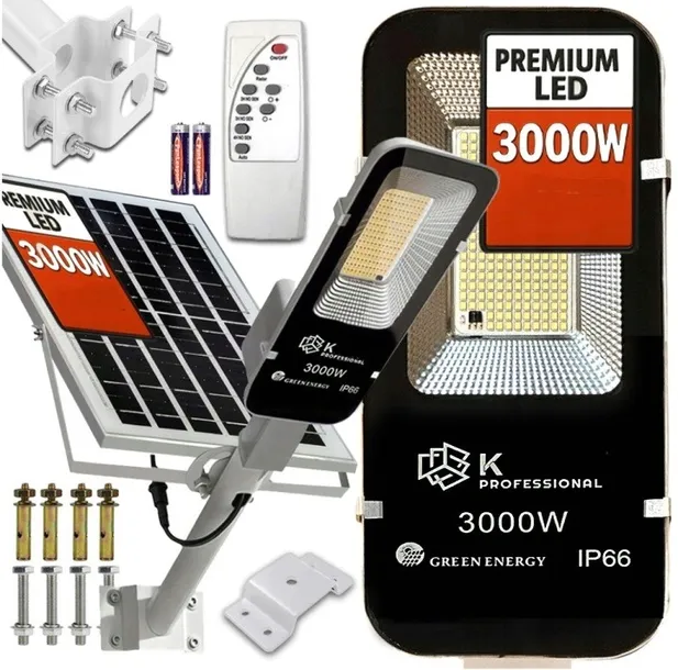Lampa SOLARNA + USB 3000W uliczna CZUJNIK RUCHU ZMIERZCHU Mocna HYBRYDA