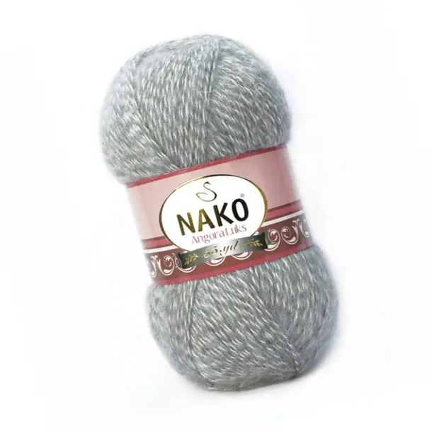 Włóczka Nako Angora Luks - 21422 Popielato-Biały Melanż