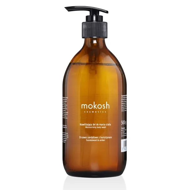 Mokosh, nawilżający żel do mycia ciała Drzewo sandałowe z bursztynem, 500ml