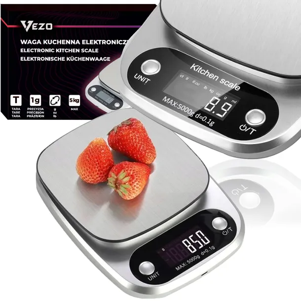VEZO WAGA KUCHENNA ELEKTRONICZNA PRECYZYJNA LCD DO KUCHNI DOKŁADNA DOMOWA