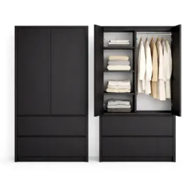 duza-szafa-czarna-180-cm-dwudrzwiowa-z-2-szufladami-nowoczesna-garderoba